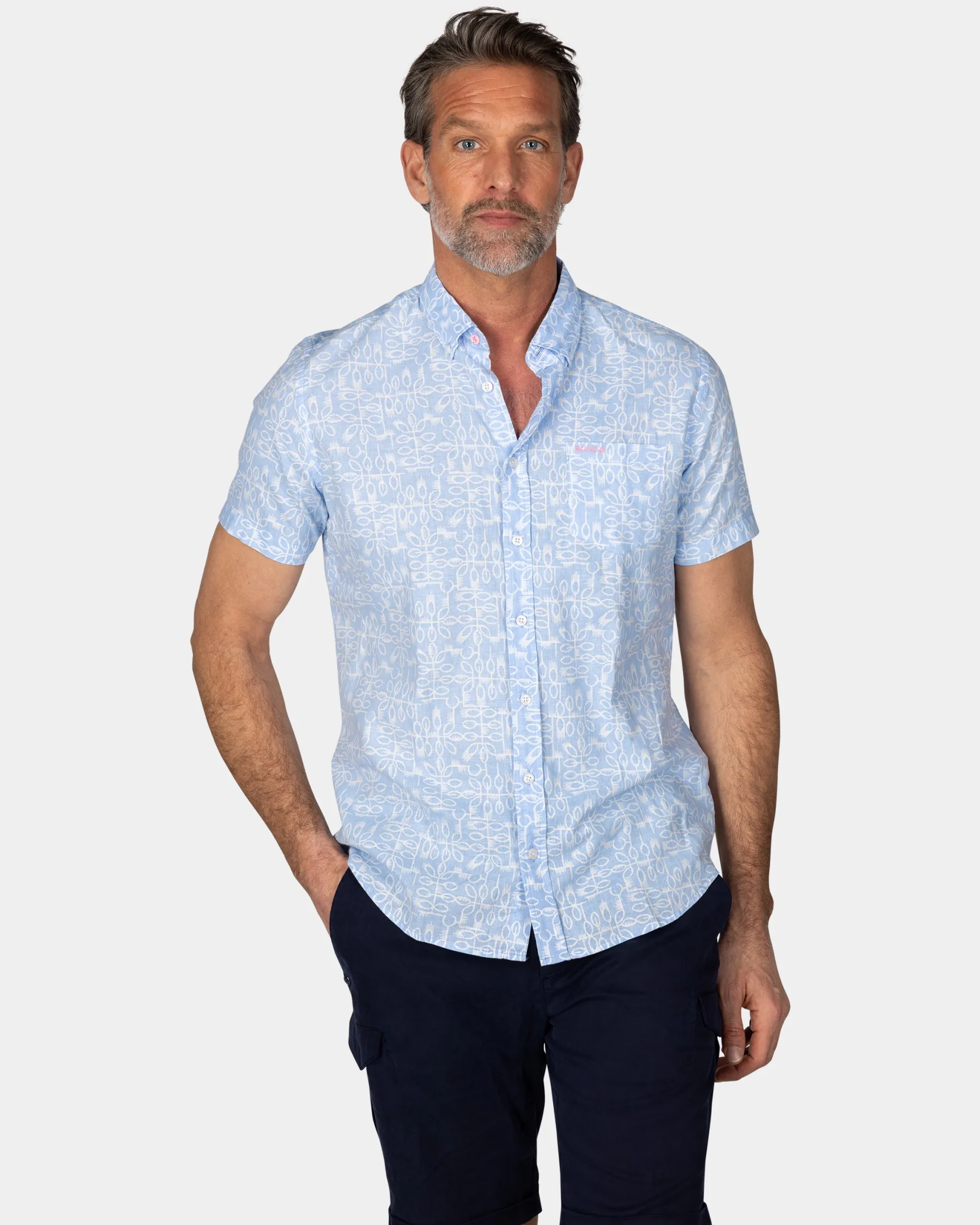 Pastel Blue Shirt with White Print