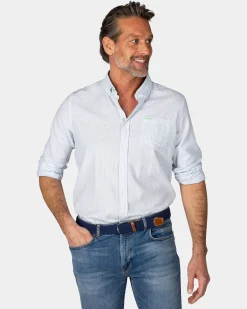 Pastel blue striped linen shirt