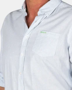 Pastel blue striped linen shirt