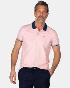 Pastel Pink Polo with Blue Collar