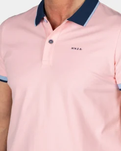 Pastel Pink Polo with Blue Collar