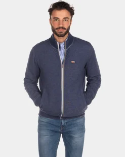 Plain cotton cardigan - Key Navy
