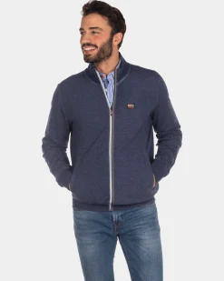 Plain cotton cardigan - Key Navy