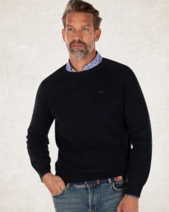 Plain cotton crew neck jumper