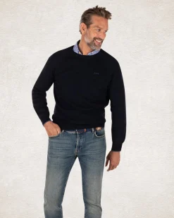 Plain cotton crew neck jumper