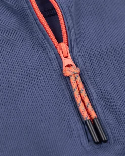 Plain cotton half zip sweater - Dusk Navy