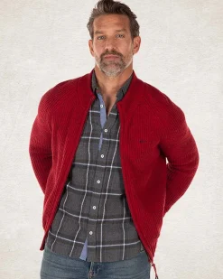 Plain full zip pullover - Carmine red