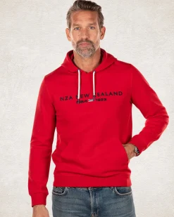 Plain hooded sweater with logo - Carmine Red