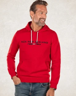 Plain hooded sweater with logo - Carmine Red