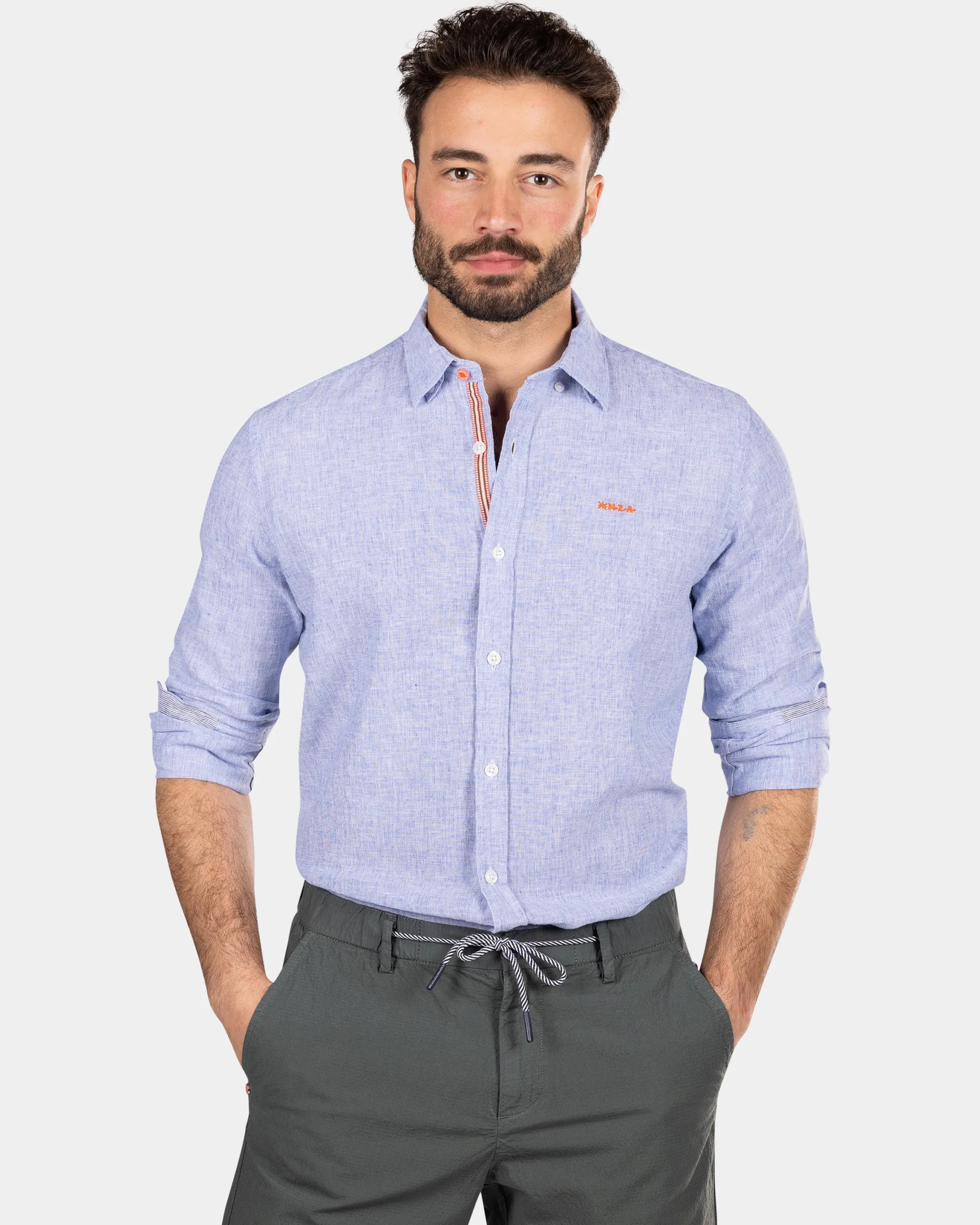 Plain linen shirt - Dusk Navy