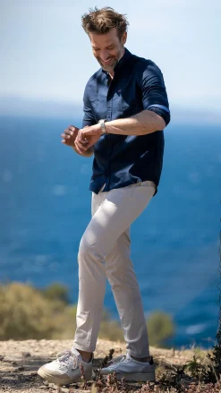 Plain linen shirt - Traditional Navy