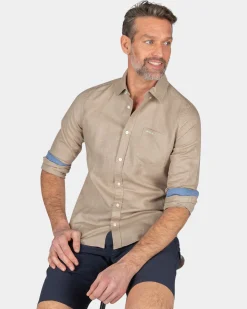 Plain linen shirt in many colors - Shimmering Sand