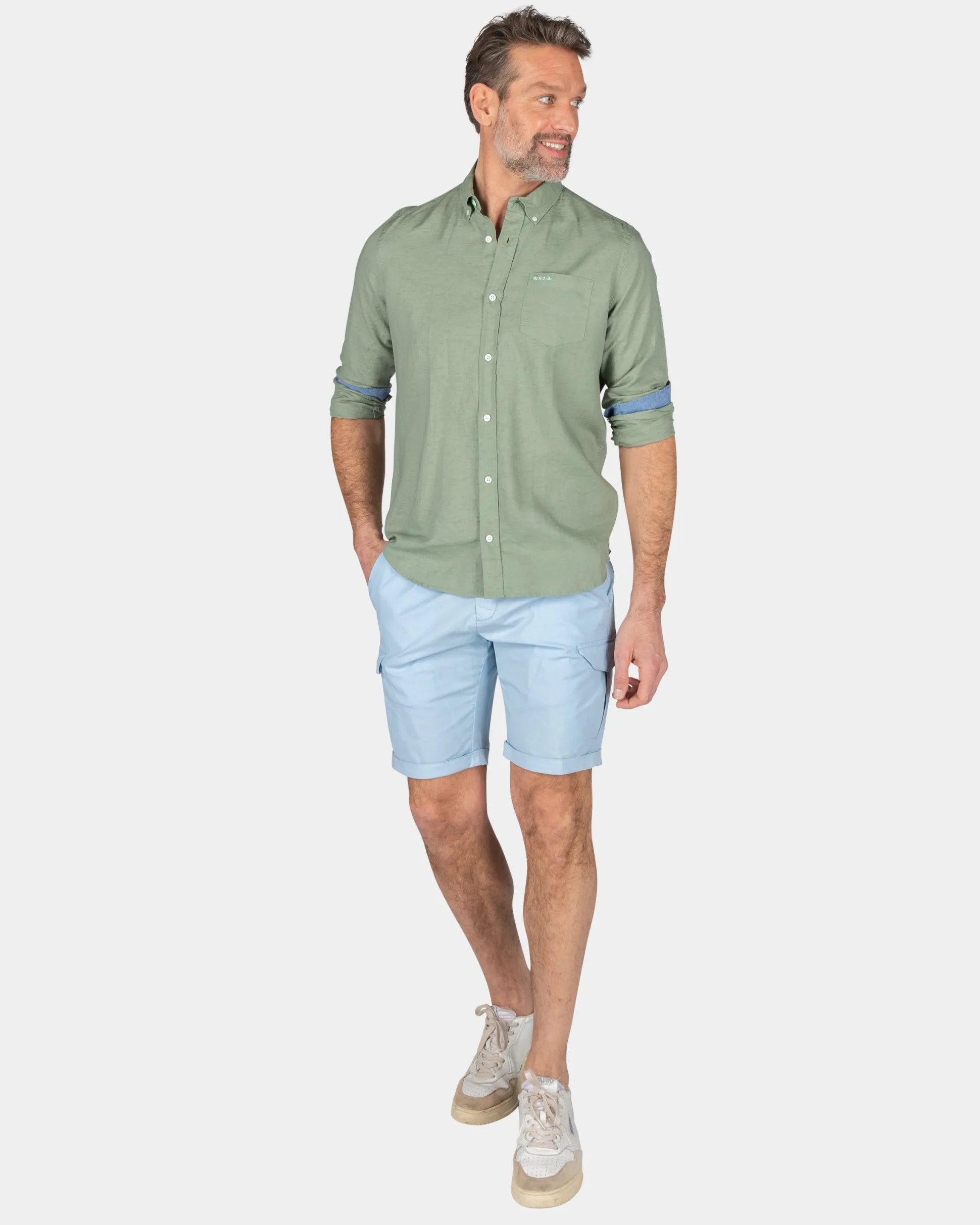 Plain linen shirt in many colors - Mellow Army