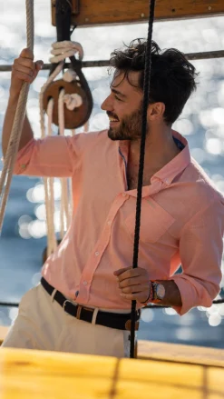 Plain linen shirt in many colors - Fury Pink