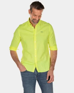 Plain linen shirt with long sleeves - High Summer Yellow