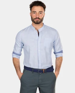 Plain shirt without collar - Rhythm Blue