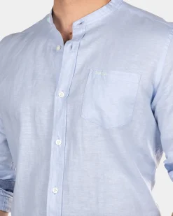 Plain shirt without collar - Rhythm Blue