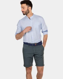 Plain shirt without collar - Rhythm Blue