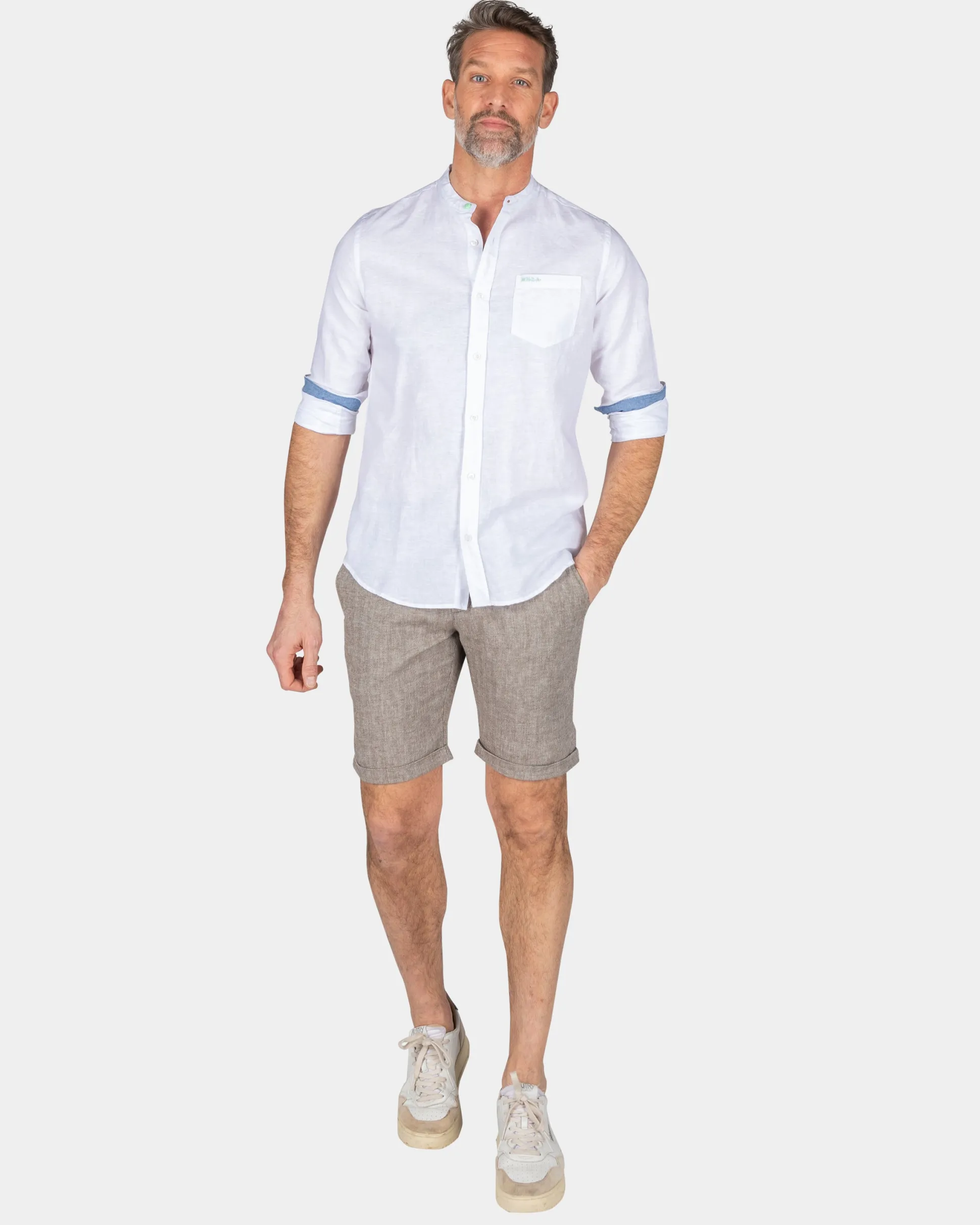Plain shirt without collar - White