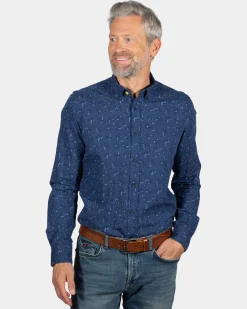 Printed blue shirt Spey - Storm Blue