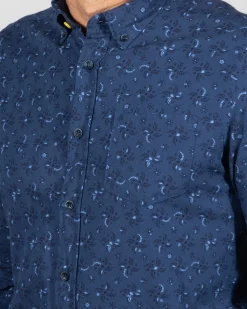 Printed blue shirt Spey - Storm Blue