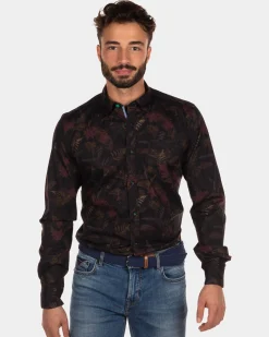 Printed stretch shirt Opua - Steady Navy
