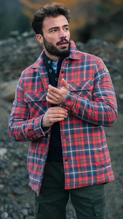 Red checkered flannel padded shirt - Reef Red