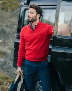 Red sweater with buttons - Reef Red