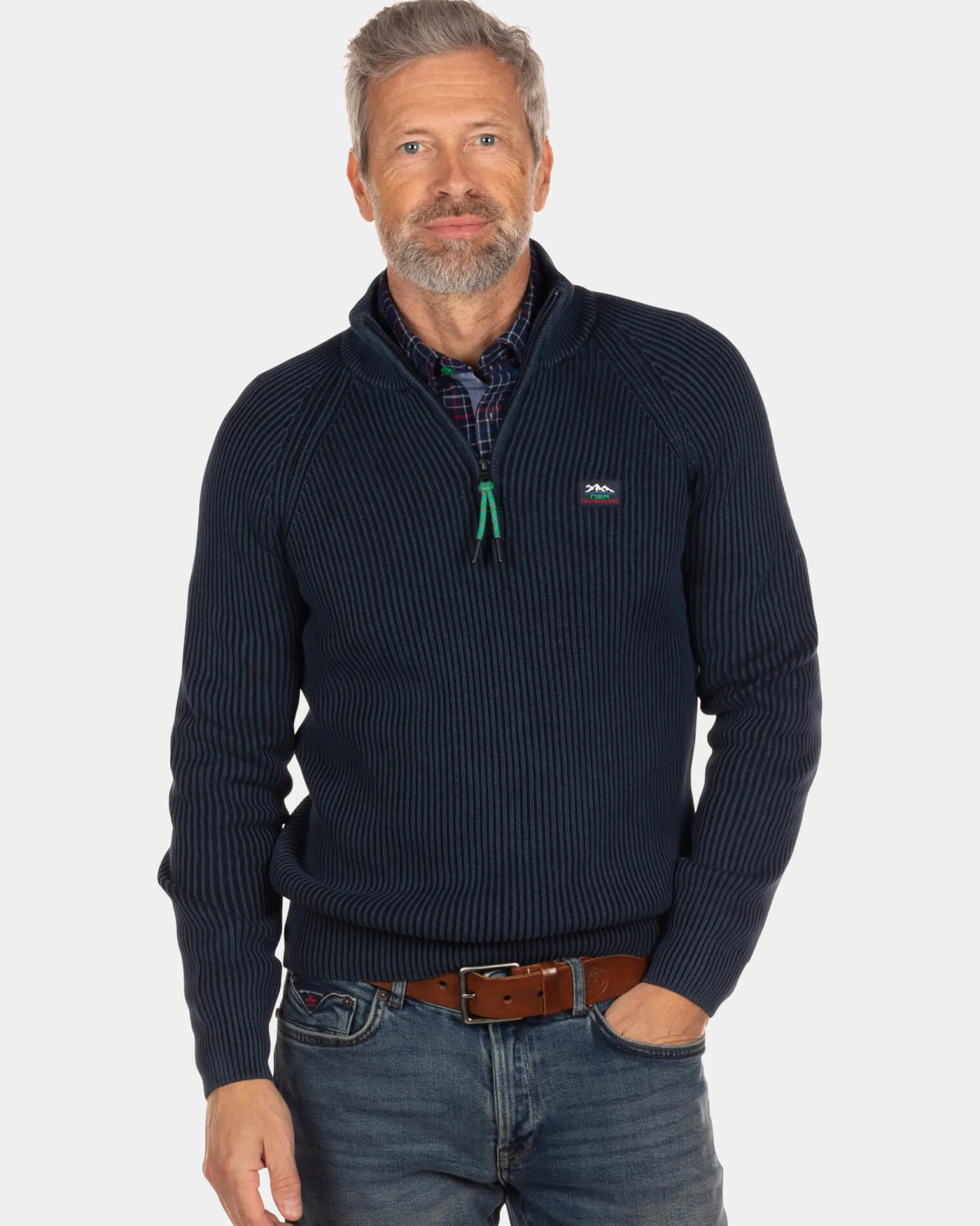 Rib knitted blue jumper Orauea - Steady Navy