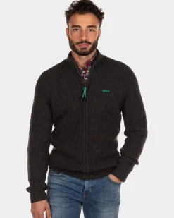 Rib knitted cardigan Dry - Steady Navy