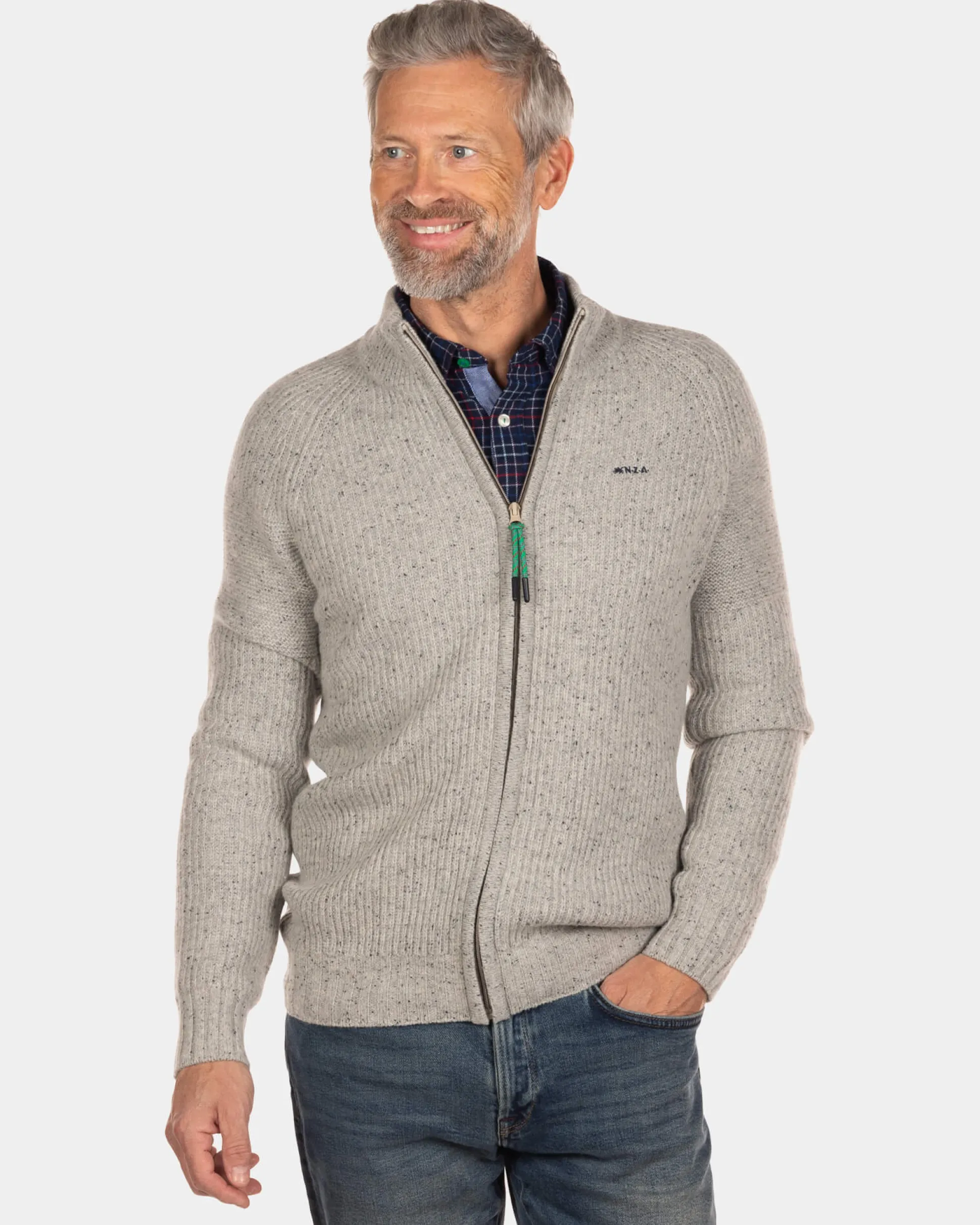 Rib knitted cardigan Dry - Dusty Ecru