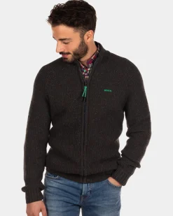 Rib knitted cardigan Dry - Dark Army