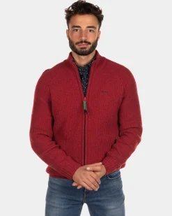 Rib knitted cardigan Dry - Cardinal Red