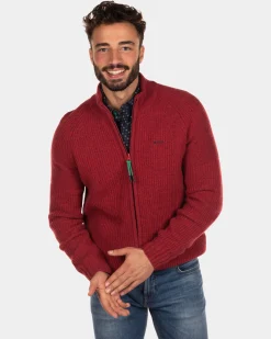 Rib knitted cardigan Dry - Cardinal Red