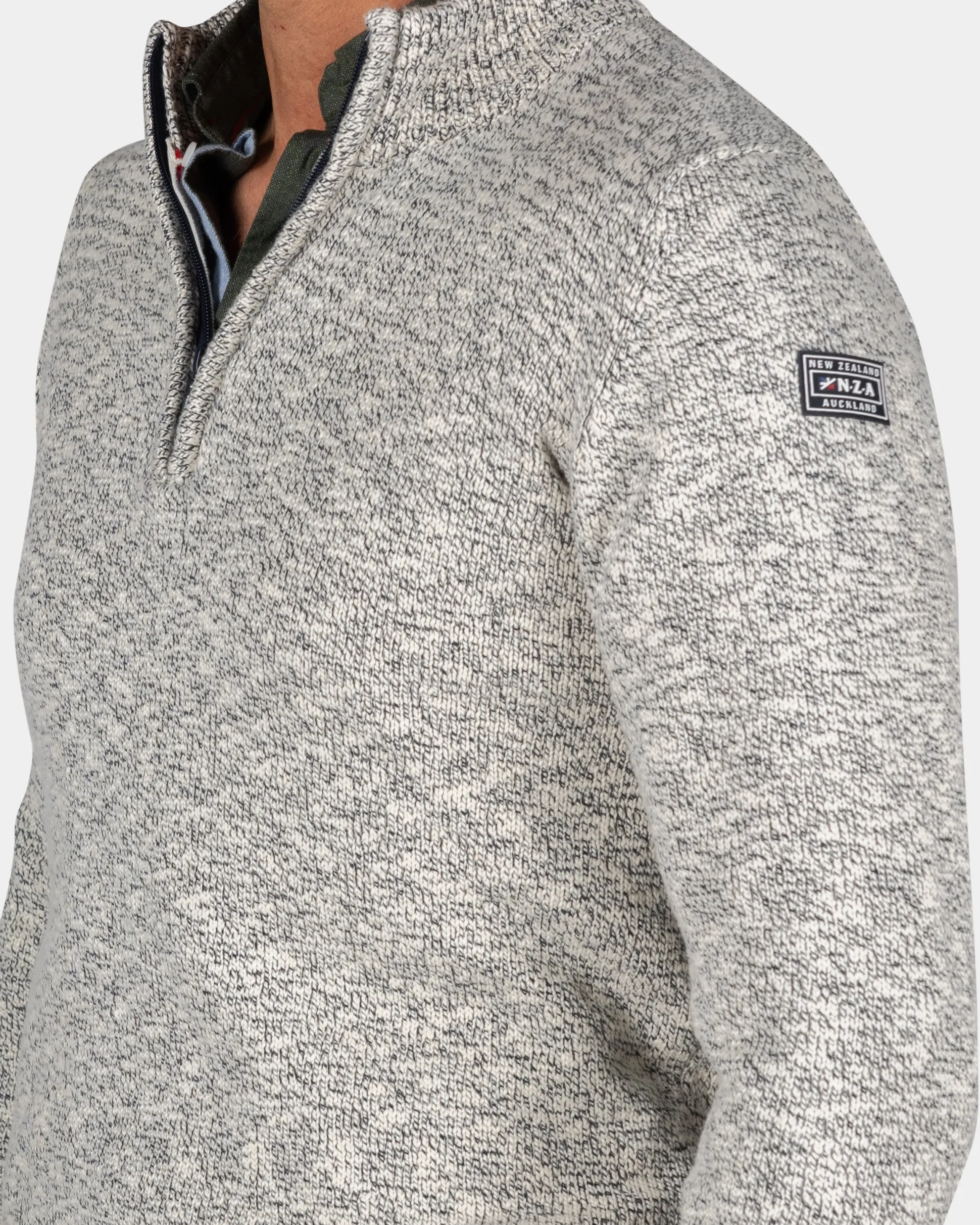 Sand-colored cotton sweater with half-zip - Shimmering Sand