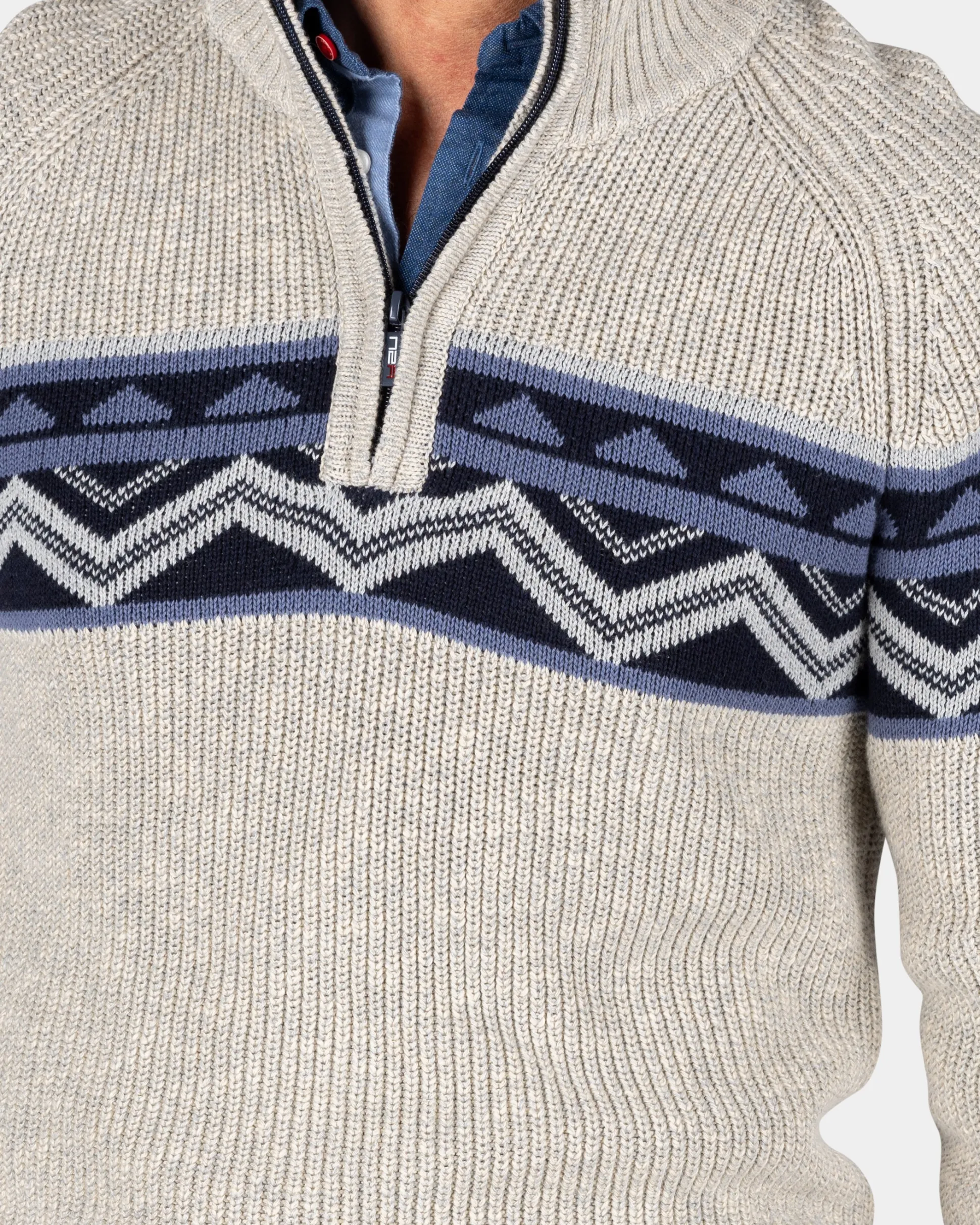Sand-colored knitted cotton pullover - Shimmering Sand