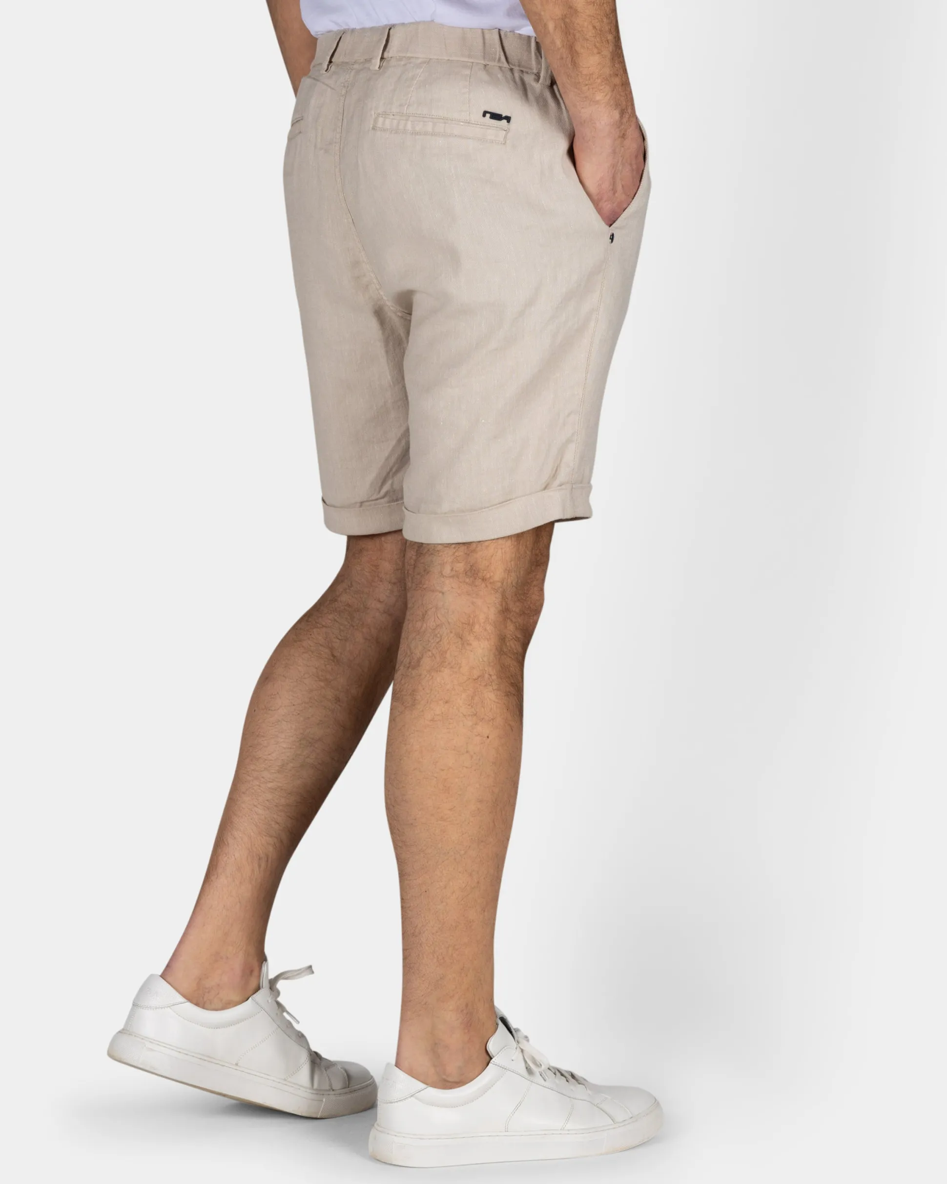 Sand-Colored Linen Stretch Shorts
