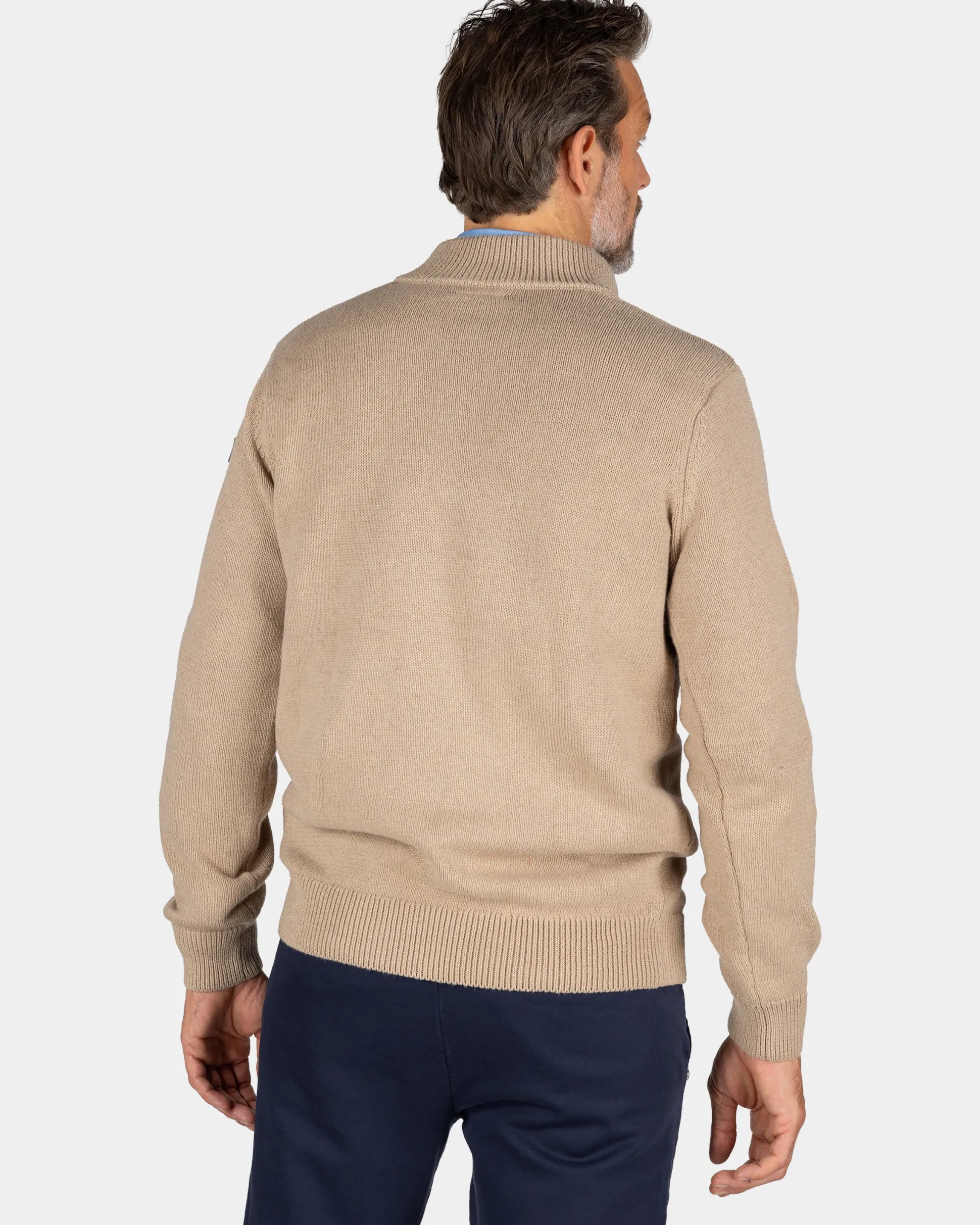 Sand-colored pullover with knitted print - Shimmering Sand