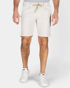 Sand-Colored Striped Chino Shorts