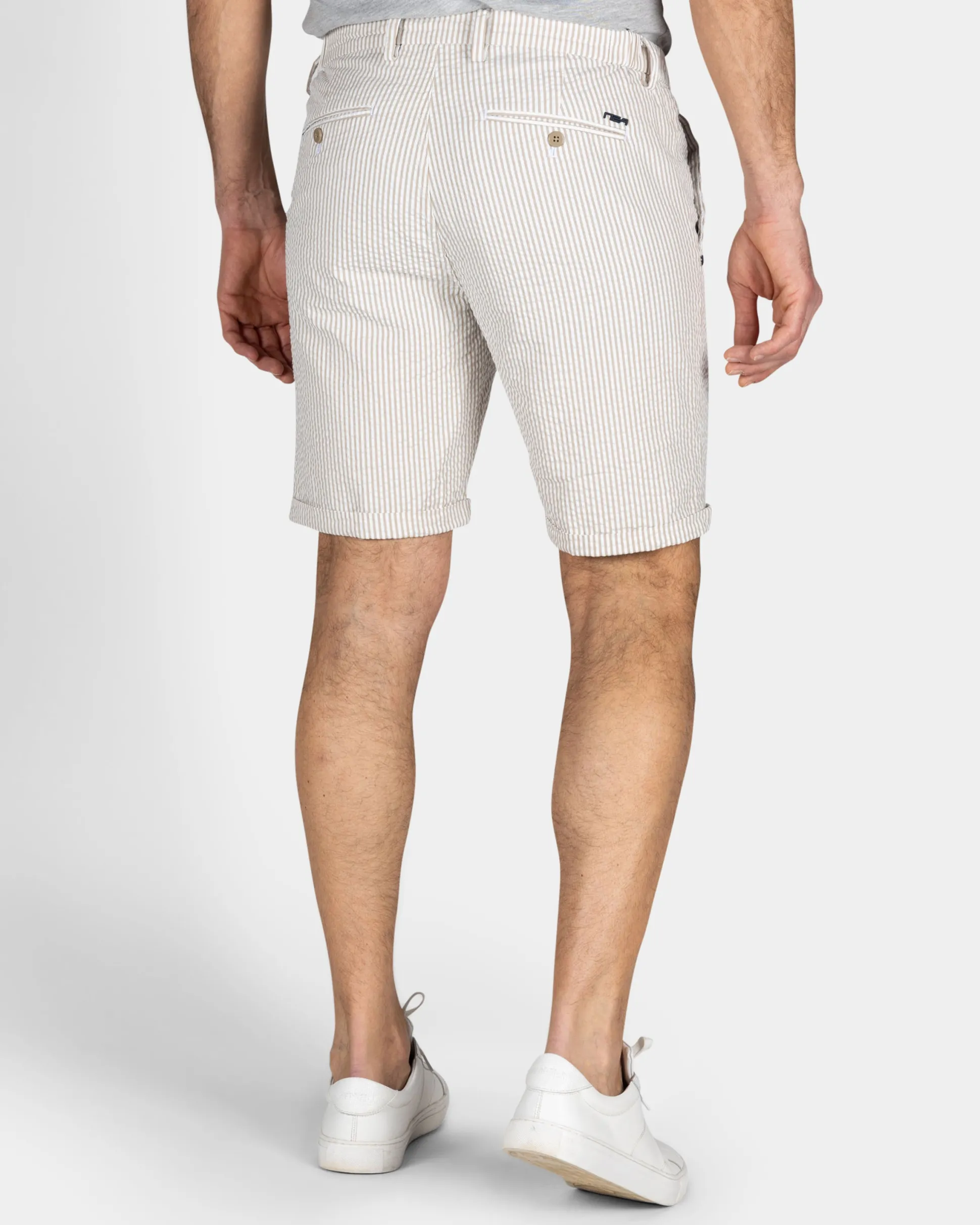 Sand-Colored Striped Chino Shorts