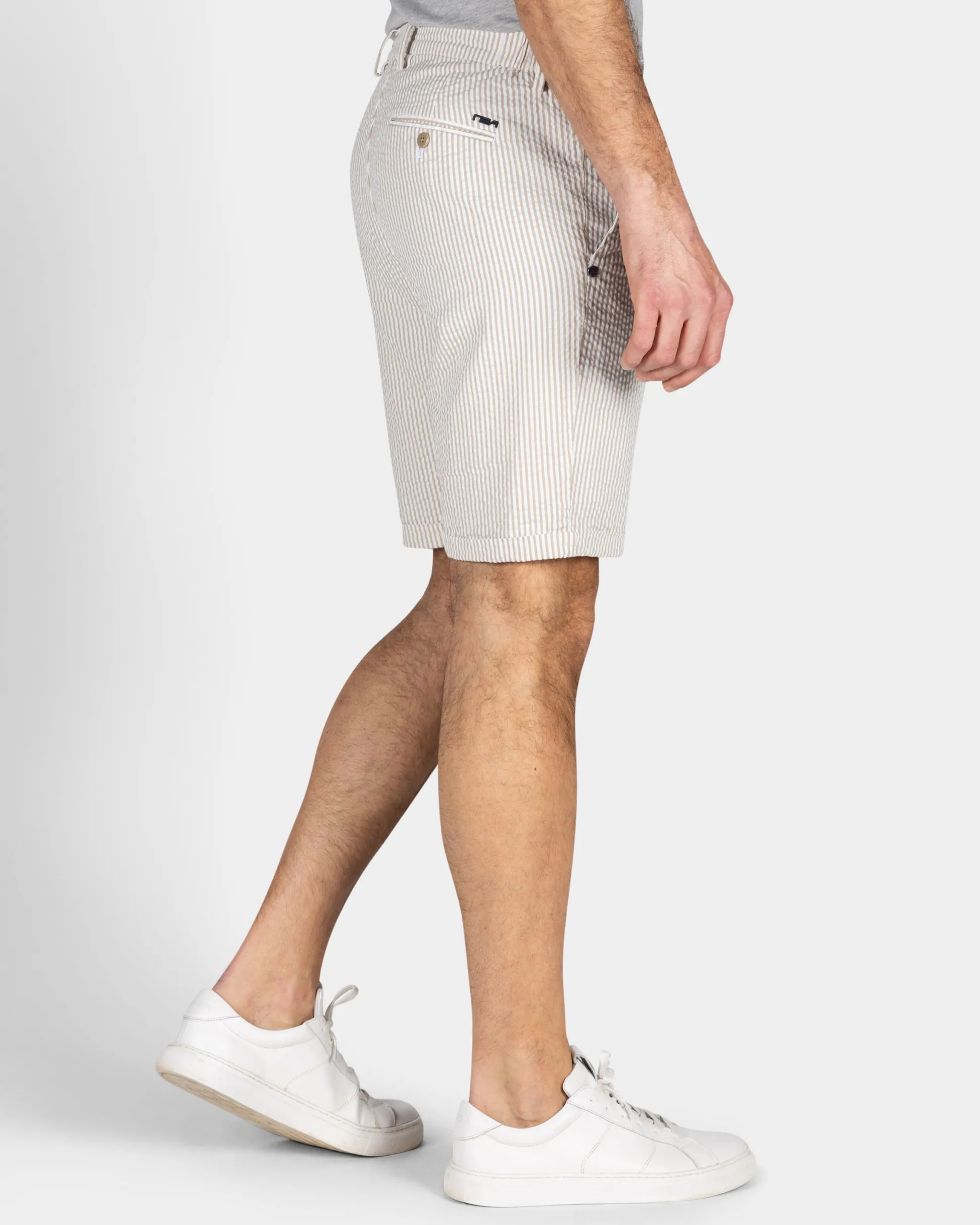 Sand-Colored Striped Chino Shorts