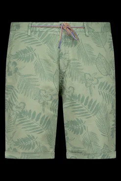 Shorts with leaf print - Soft Olive