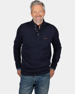 Solid coloured button jumper Brownlee - Ink Navy