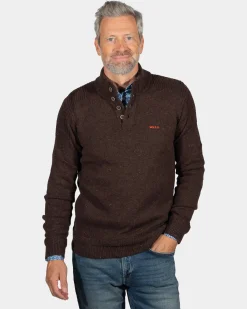 Solid coloured button jumper Brownlee - Clay Brown