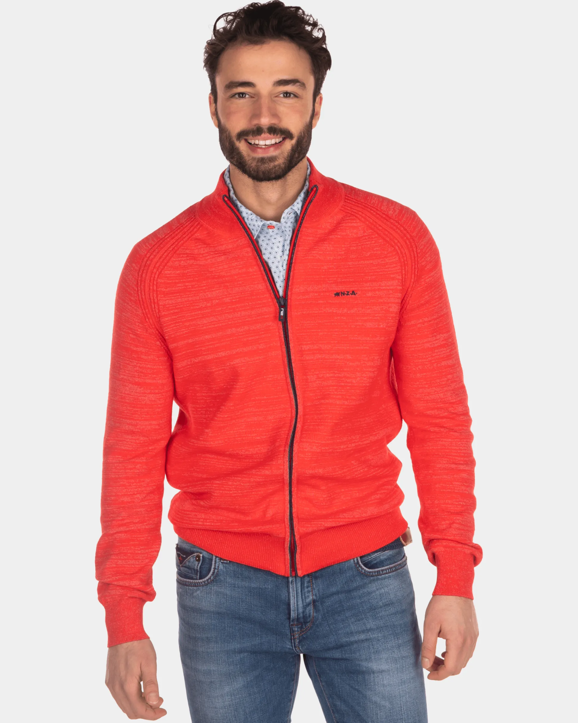 Solid coloured cardigan - Orange Red
