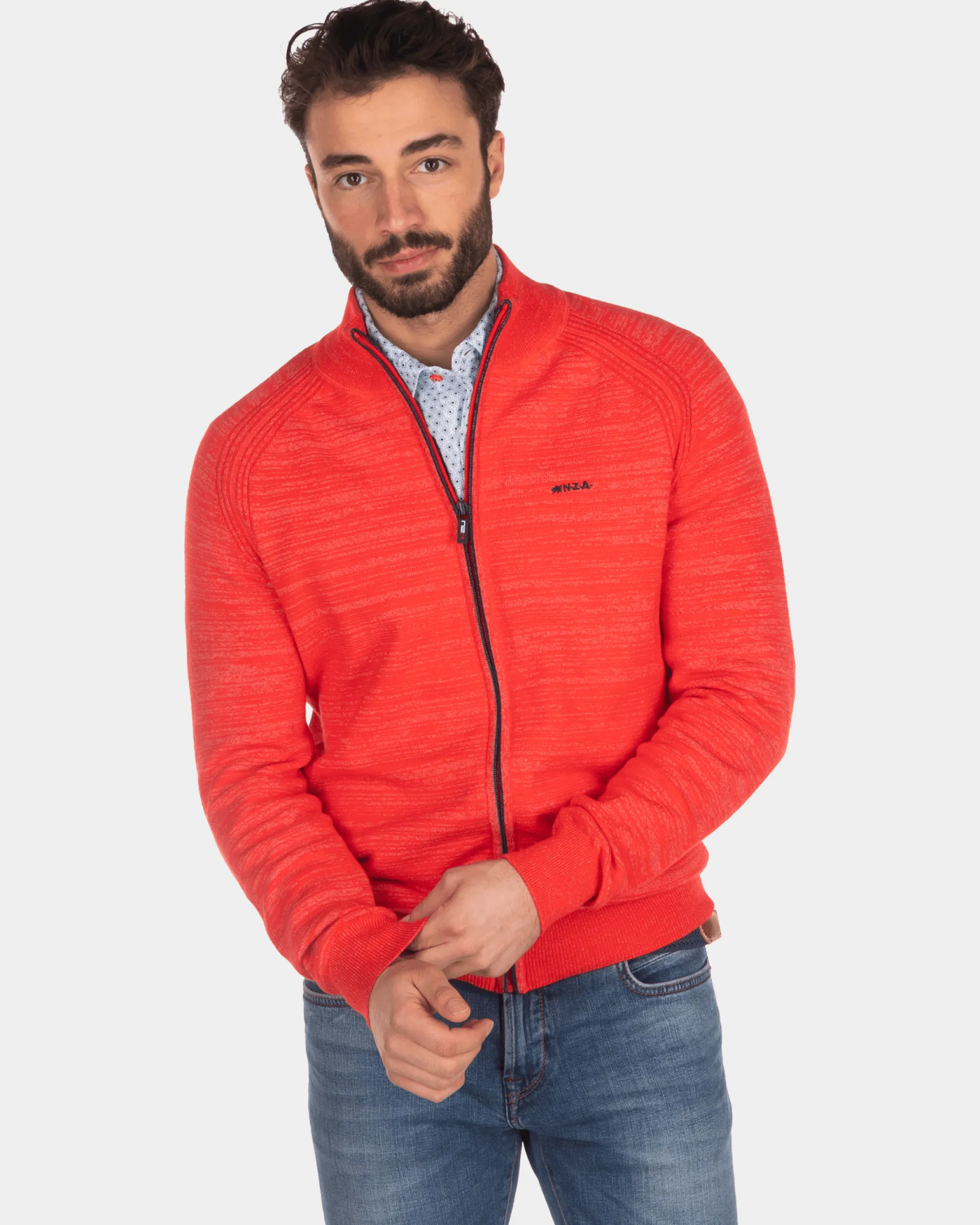 Solid coloured cardigan - Orange Red