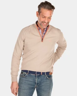 Solid coloured cotton jumper - Shimmering Sand