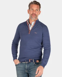Solid coloured cotton jumper - Dusk Navy