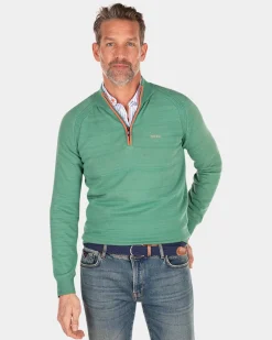 Solid coloured cotton jumper - Amazon Green