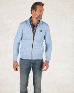 Solid coloured cotton stretch cardigan Pale Blue